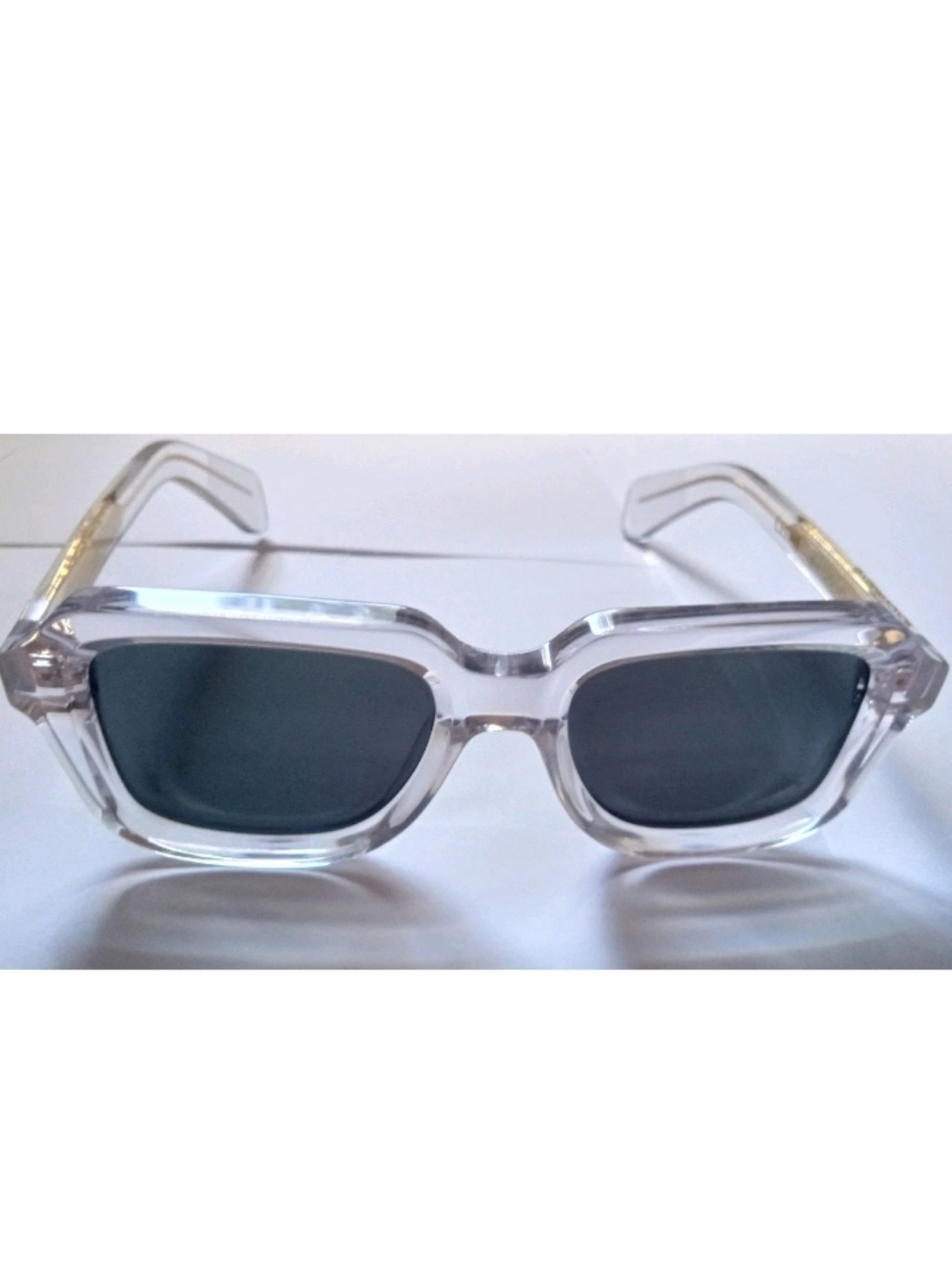 Men's Clear Frame Sunglasses with Dark Lenses